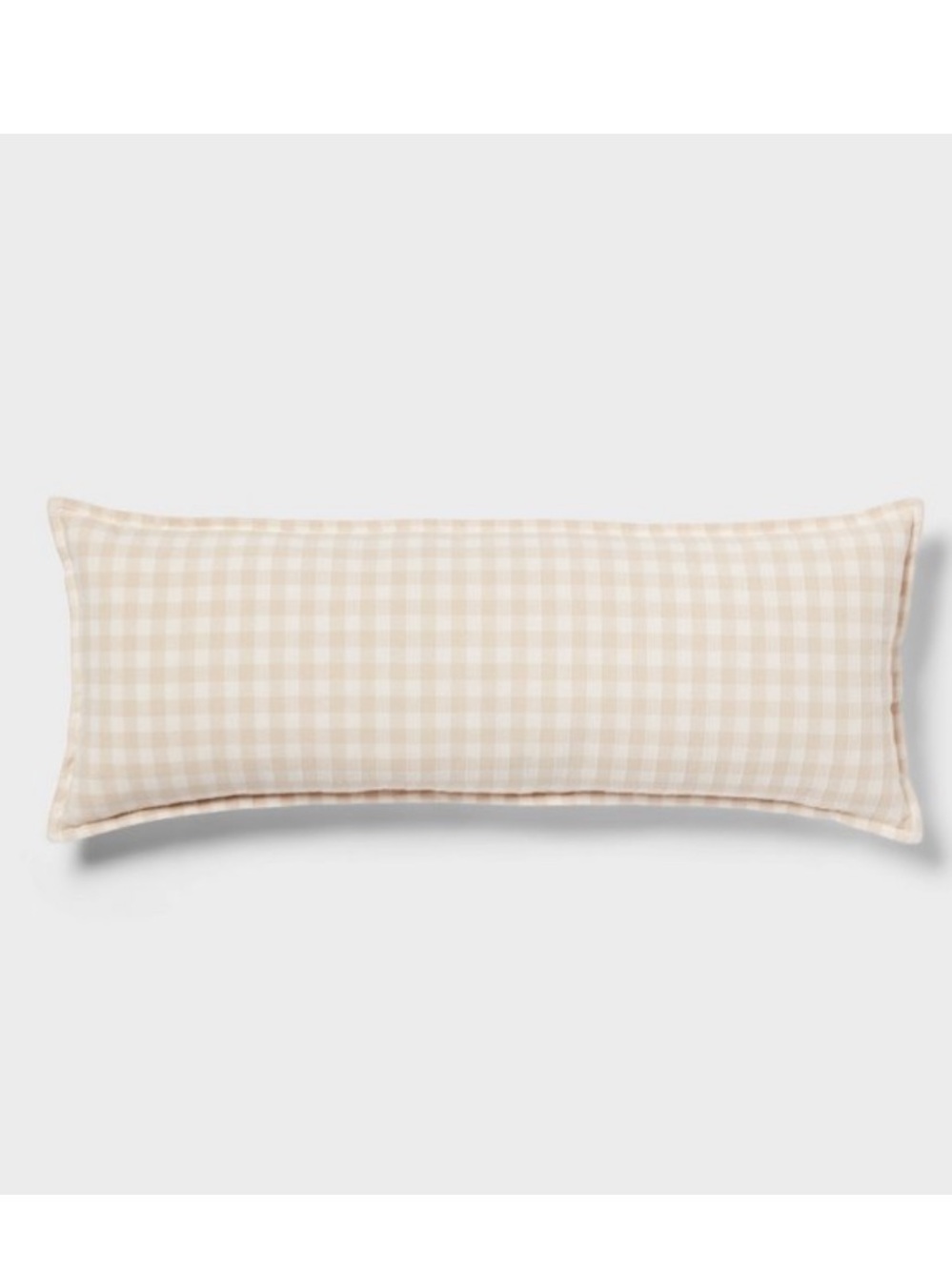 THRESHOLD NWT Gingham OS Oblong Dec Pillow Khaki/Ivory Cotton